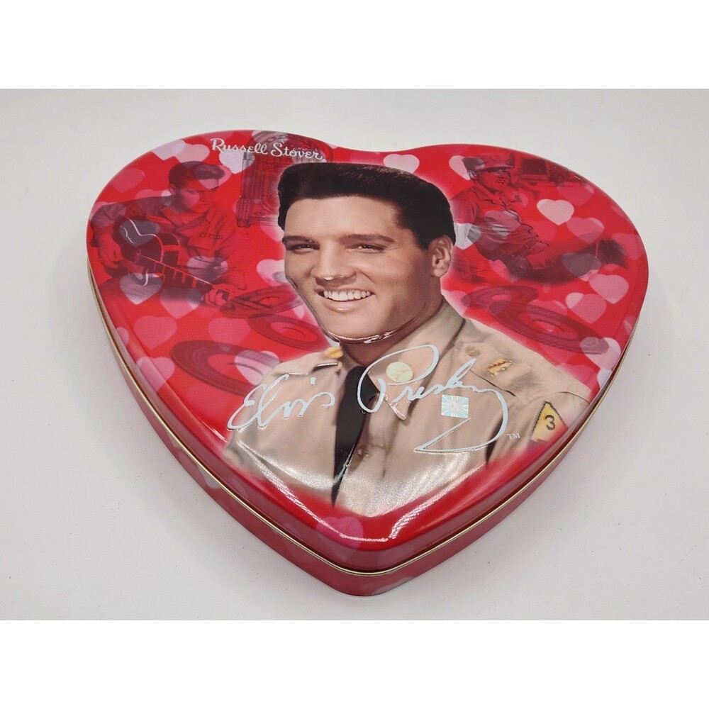 Russell Stover ~ Heart Shaped ~ Elvis Presley Tin ~ Contains No Candy